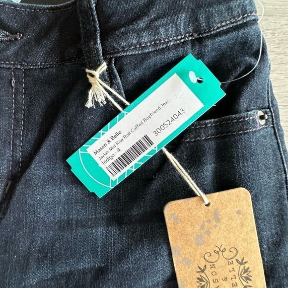 Mason & Belle Jaylah Mid Rise Roll Cuffed Boyfriend Jean Indigo 4 STITCH FIX NWT - Picture 6 of 7
